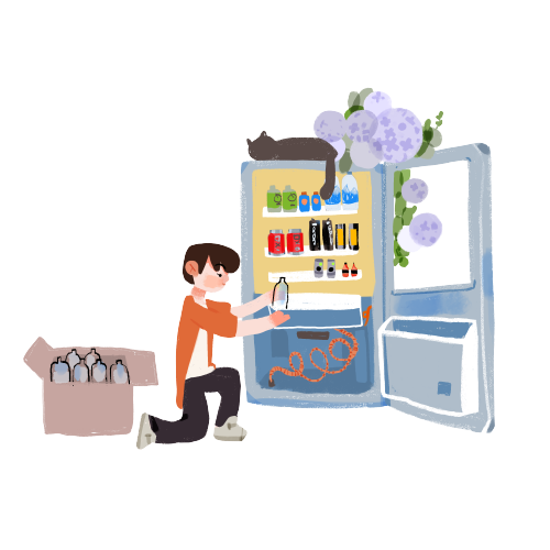 Boy loading fridge with groceries removebg preview